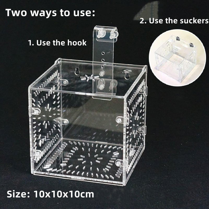 Tnfeeon Fish Separation Breeder Box, Acrylic Transparent Fish Breeding Isolation Box Aquarium Hatchery Incubator Holder(A-10x10x10cm) - Image 1